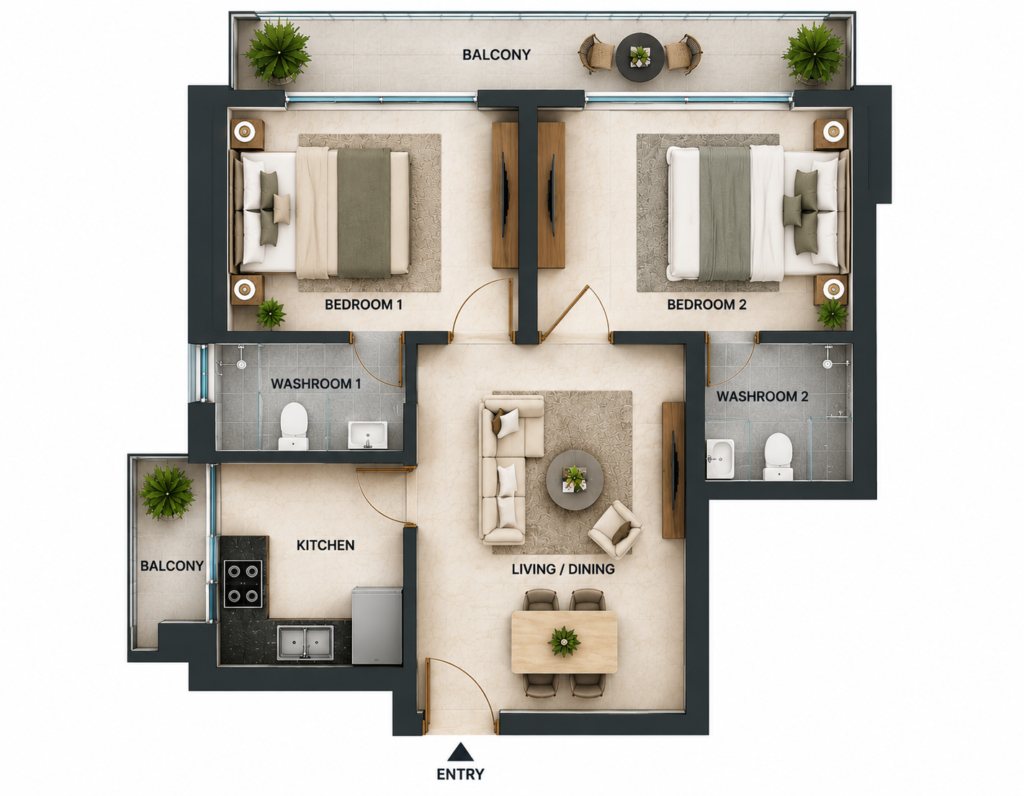 2 BHK builder floor in Noida by JMD Constructions