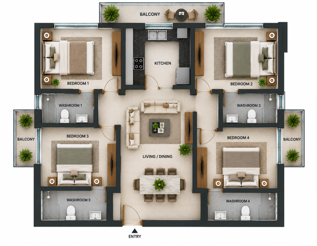 4 BHK builder floor in Noida by JMD Constructions